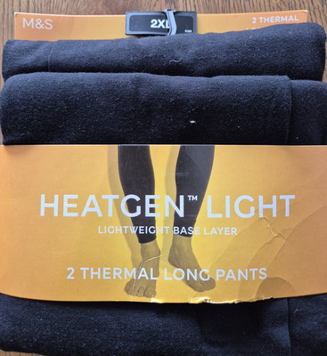 Marks & Spencer Heatgen leichte lange Thermohose x 2 schwarz Größe 2XL 42-44 28 £