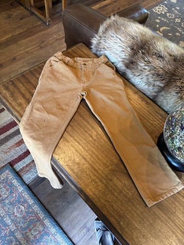 Carhartt Boys Size 10 Carpenter Pants Brown Canvas Cotton Adjustable - Picture 2 of 10