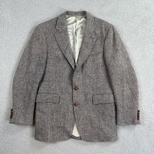 Vintage Harris Tweed Blazer Men 40R Gray Speckled Handwoven Scottish Wool USA