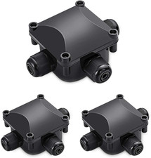 Waterproof Junction Box, IP68, 3-Way Outdoor Cable Connectors,Outdoor/External E