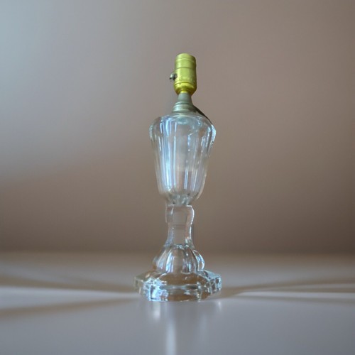 Vintage Glas klar Lampenfuß Zugkette 12 cm hoch Top Zustand