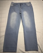 Men's Light Wash Baggy Fit Jeans 36x30 Midweight Denim