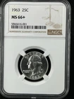 1963 25C Washington Quarter Dollar NGC MS66+   5866416-001