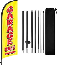 Garage Sale Advertising Swooper Flag Banners, Feather Yellow 