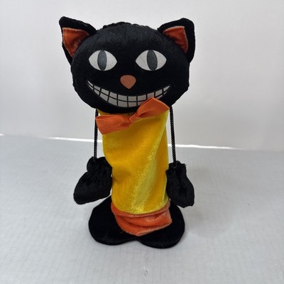 Vintage Dan Dee Halloween Black Cat Push Me Down Pop Up Plush