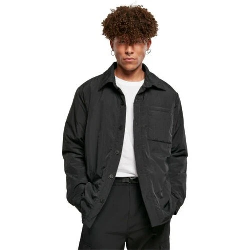Urban Classics Padded Nylon Shirt Jacket Chest Pocket Button Placket