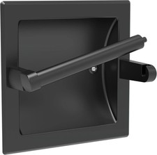 Matte Black Recessed Toilet Paper Holder for Large Rolls, Black Pivoting Toilet