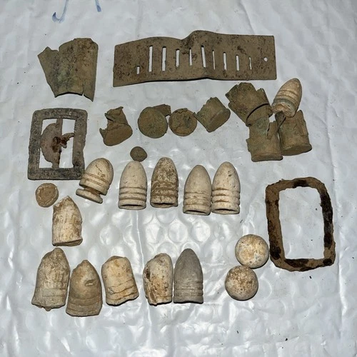 Civil War Battle At Charlestown Wva Dug Relics Fancy Buckle Various Bullets Etc
