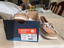 Sperry Top-Sider Angelfish Boat Shoes Women's Size 8.5 Tan Leather Linen