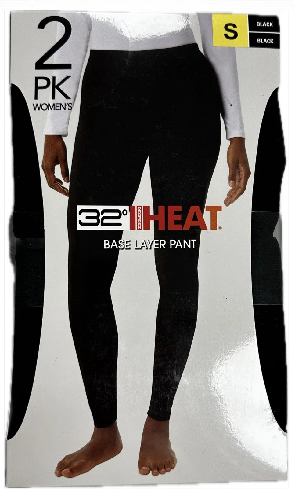 new 32 Degrees Heat Women's 2 Pack Base Layer Pants, Black, Size S