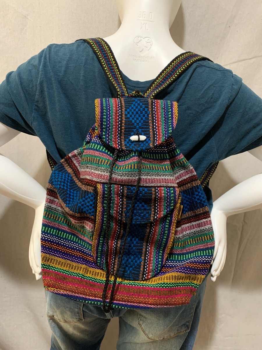 NEW Handmade Mexican Sarape Boho Bag Woven Cotton Backpack  display picture 2