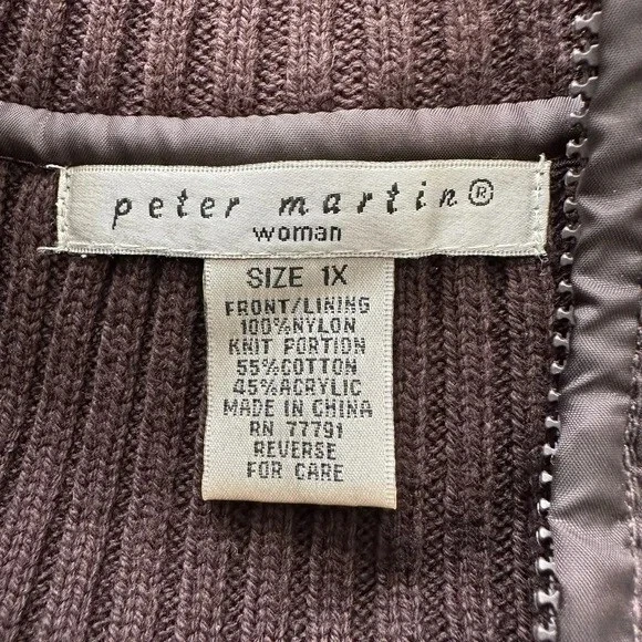 Chaqueta Peter Martin Cynthia cuello simulado tejido acolchado cremallera 1X Foto 3 de 4