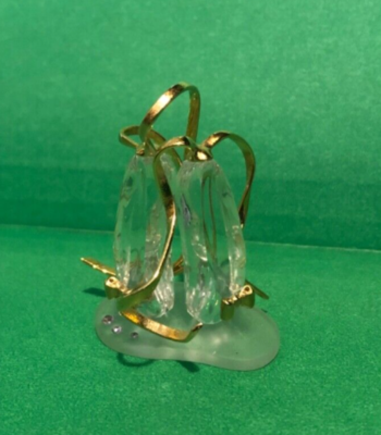SWAROVSKI Crystal Collection Ballet Shoes with gold tone ribbons w