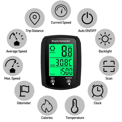 Waterproof Wired Bike Computer Speedometer For Outdoor MTB Road Cycling - Picture 6 of 12