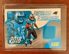 DJ Moore 2021 Score Freshman Flashbacks Jersey Swatch Saints #FF24 Gold Foil