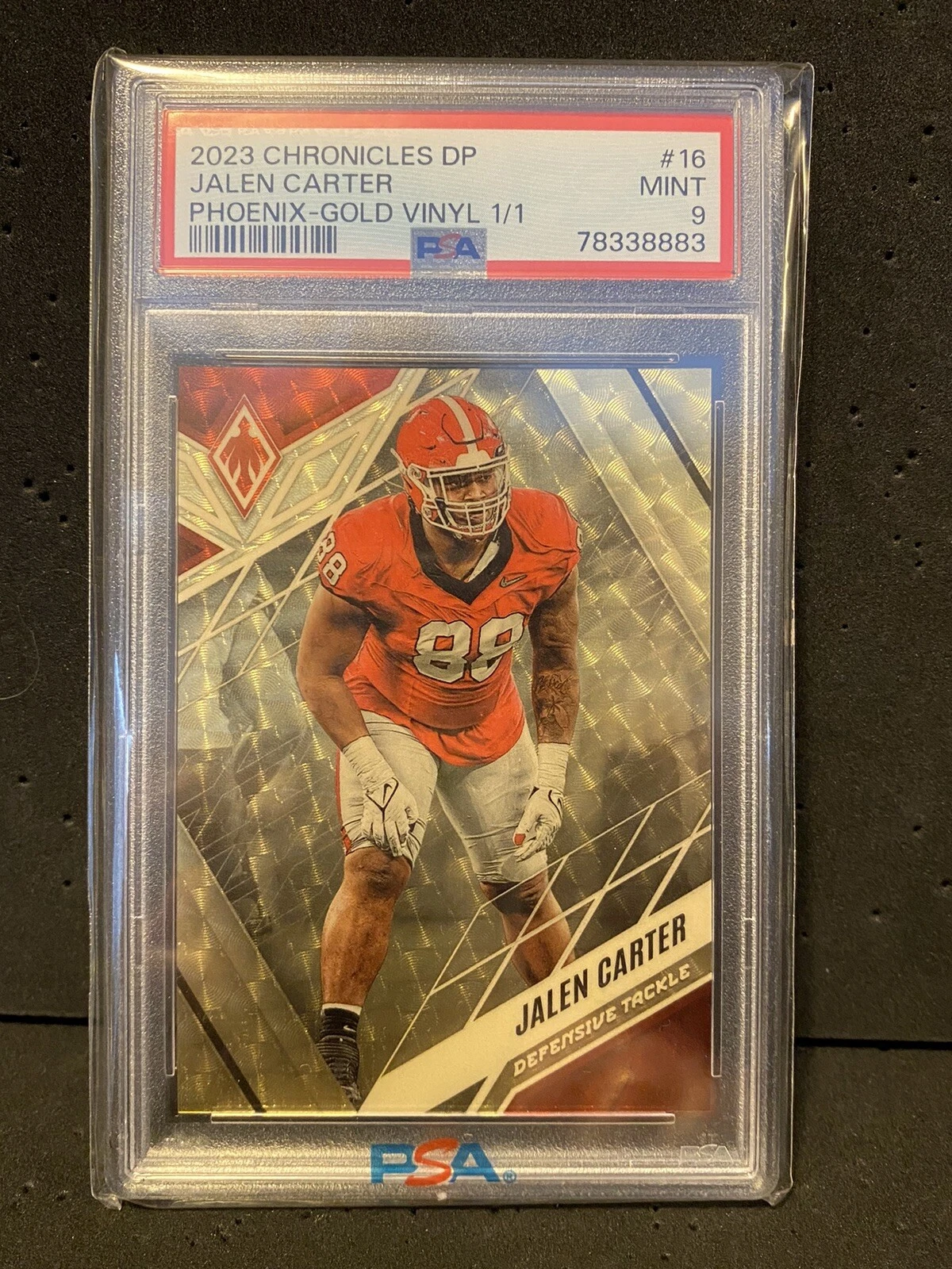 Jalen Carter Panini Chronicles Draft Picks Phoenix #16 Gold Vinyl 1/1