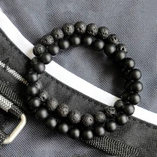 2Pcs/Set Men's 8MM Black Onyx Lava Stone Essential Oil Diffuser Beaded Bracelets