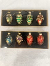 Celebrate It 8 Treasured Egg Christmas Ornaments Glittered Jeweled Blown Glass