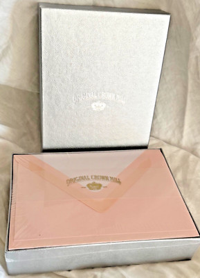 Original Crown Mill Silver Line Pink White 25 Note Cards  Envelopes 4.5x6.25 NEW