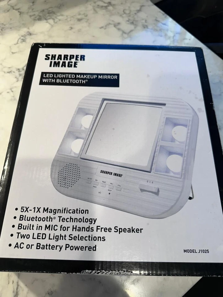 New Sharper Image LED lighted makeup mirror with bluetooth hands free speaker - Image 3 of 4