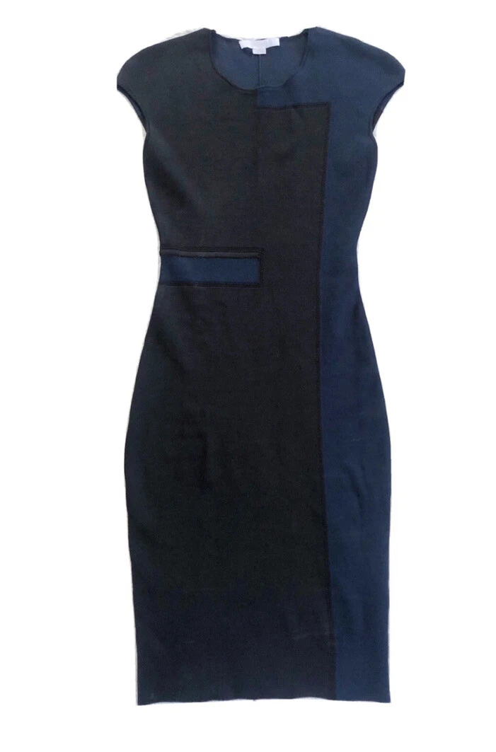 Abito ALEXANDER WANG donna XS nero e blu color block manica corta body con