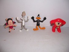 1991 Lot of 4 McDonald's Happy Meal Super Looney Tunes Toys Bugs Daffy Taz Pig