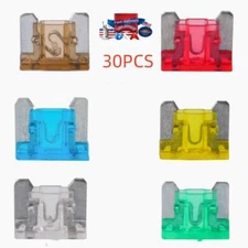 30PCS 5A-30A Micro Blade Fuse Assorted Kit Mixed Low Profile Mini Car Van Auto