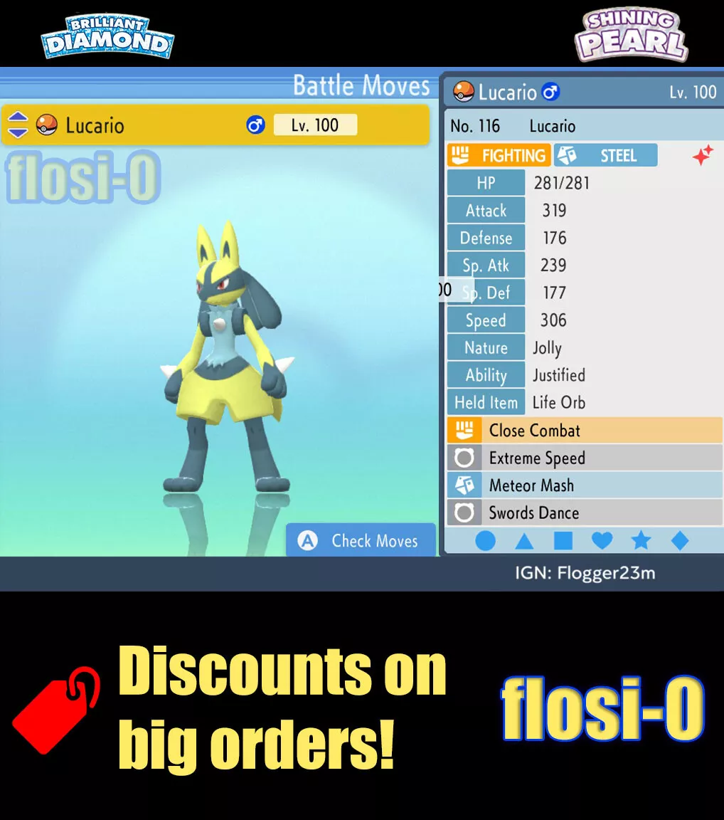 Shiny LUCARIO 6IV / Pokemon Brilliant Diamond and Shining 