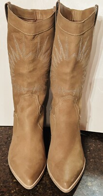 NWOT Dolce Vita Tall Camel Tan Leather Western Boots Sz 10 (K)