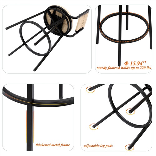Set of 2 Bar Stools Bar Chairs Modern Kitchen Counter Height Dining Chair - Picture 5 of 51