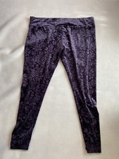 Killstar Leggings Purple Velvet Burn out Skull Roses Lace Up Women's Plus 4XL