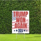 Trump Won Again Political Republican Red White Blue Large Yard Sign w H Stake