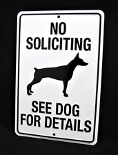 NO SOLICITING SEE DOG - US MADE Embossed Sign - Man Cave Garage Bar Wall D cor