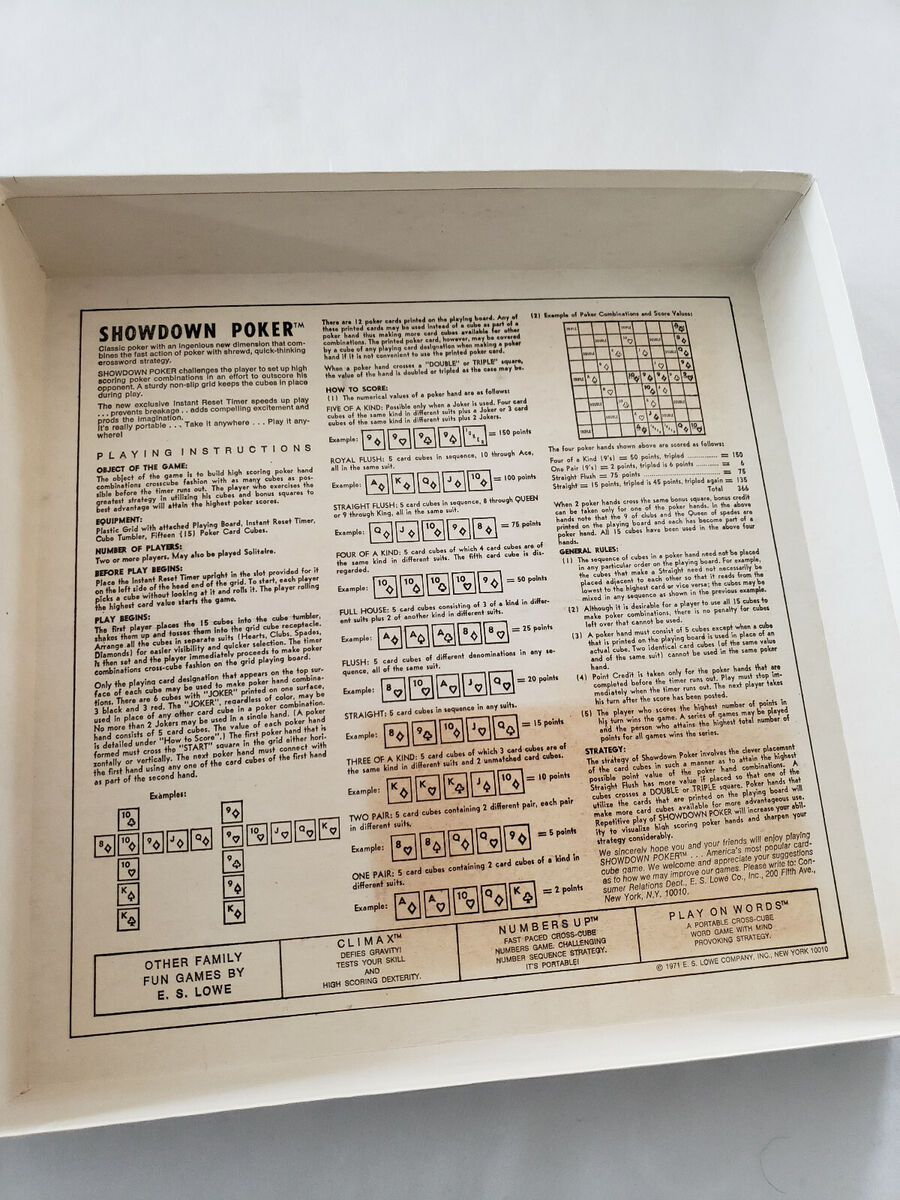 Vintage - Showdown Poker 1971 Dice Board Game - E.S. Lowe Company Inc.