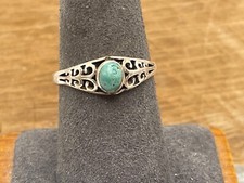 Vintage Sterling Silver Filigree Turquoise ring in size 8.5--1588.24