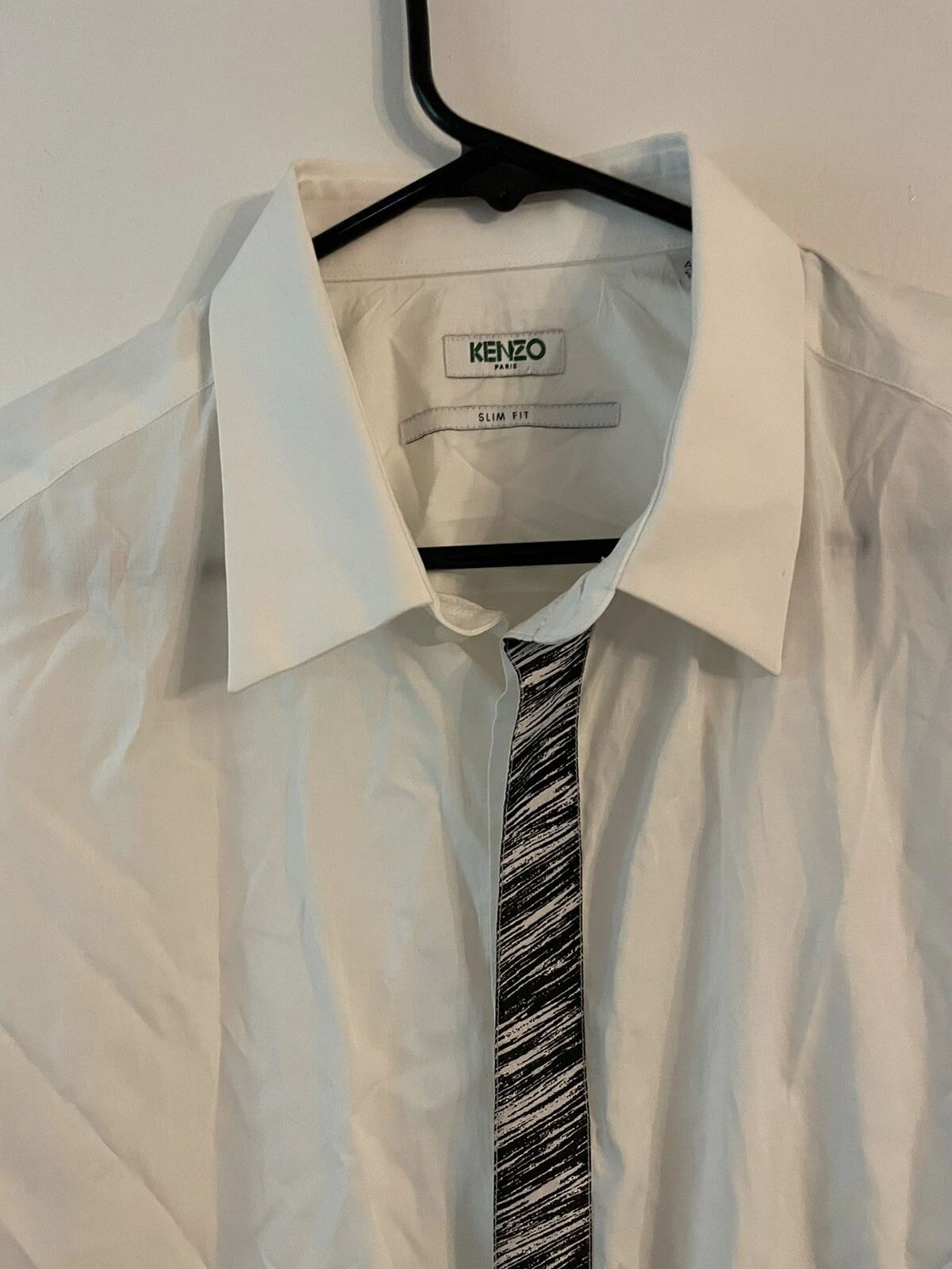 Camicia KENZO Paris taglia 42 16 1 2 slim fit bianca lino manica lunga abbottonata