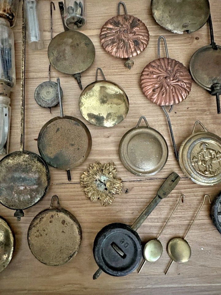 Lot 56 + Antique/Vintage Clock Pendulums, Weights, Rods, Bobs & Parts ...