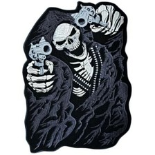 Grim Reaper Skull Skeleton Guns Back Patch Scary Biker Motorcycle Gang Logo