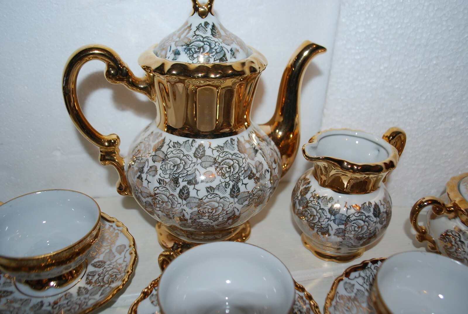SERVICE THE/CAFE PORCELAINE Plainemaison Limoges France 1895 decor fleurs et or EUR 199,00 - FR