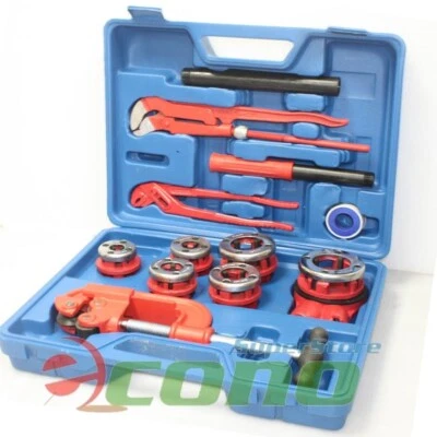 10PCS Manual Ratchet Pipe Threader Kit 6 Threading Dies Pipe Cutter & Wrenches - image 1 of 3