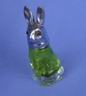 RABBIT GREEN GLASS SHAKER SILVER TOP 3" EASTER DEPRESSION