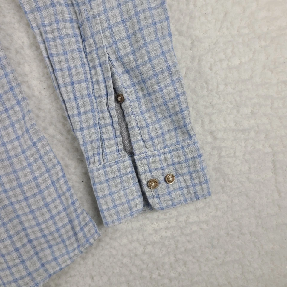 Johnnie-O Flannel Shirt Mens Medium Blue Gray Check Plaid Cotton Button Up - Image 2 of 4