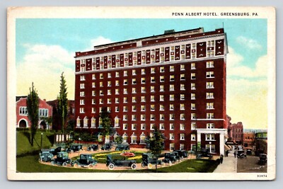 c1920 Penn Albert Hotel Old Cars  Greensburg PA P499