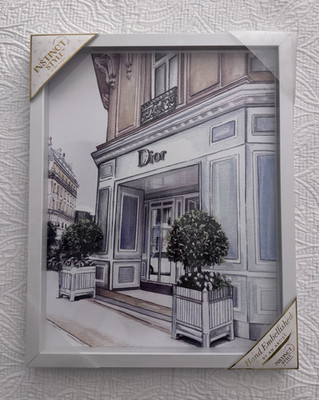 Instinct Style 9x12 White MDF Matte Frame Clear Glass Hand Embellished Dior