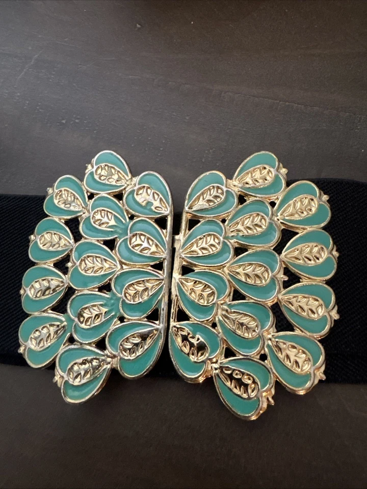 Cinturón elástico elástico elástico negro dorado mariposa infinita talla única años 80 en muy buen estado Foto 2 de 4