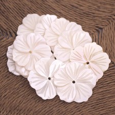 10 PCS White Mother of Pearl 28mm Flower Shell Necklace Pendant Jewelry Making