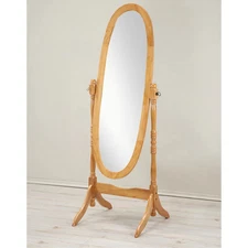 NEW! Roundhill Furniture Monks Hood Traditional Wooden Floor Cheval Mirror - Oak