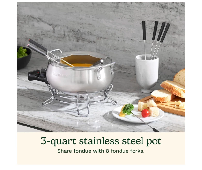 Olla De Acero Inoxidable Para Fondue Eléctrica Ideal Para Chocolate Queso Caldo Foto 2 de 4