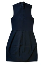 $325 Halston Heritage 4 Stretch Knit Midi Dress Mock Neck Sleeveless Black Funky