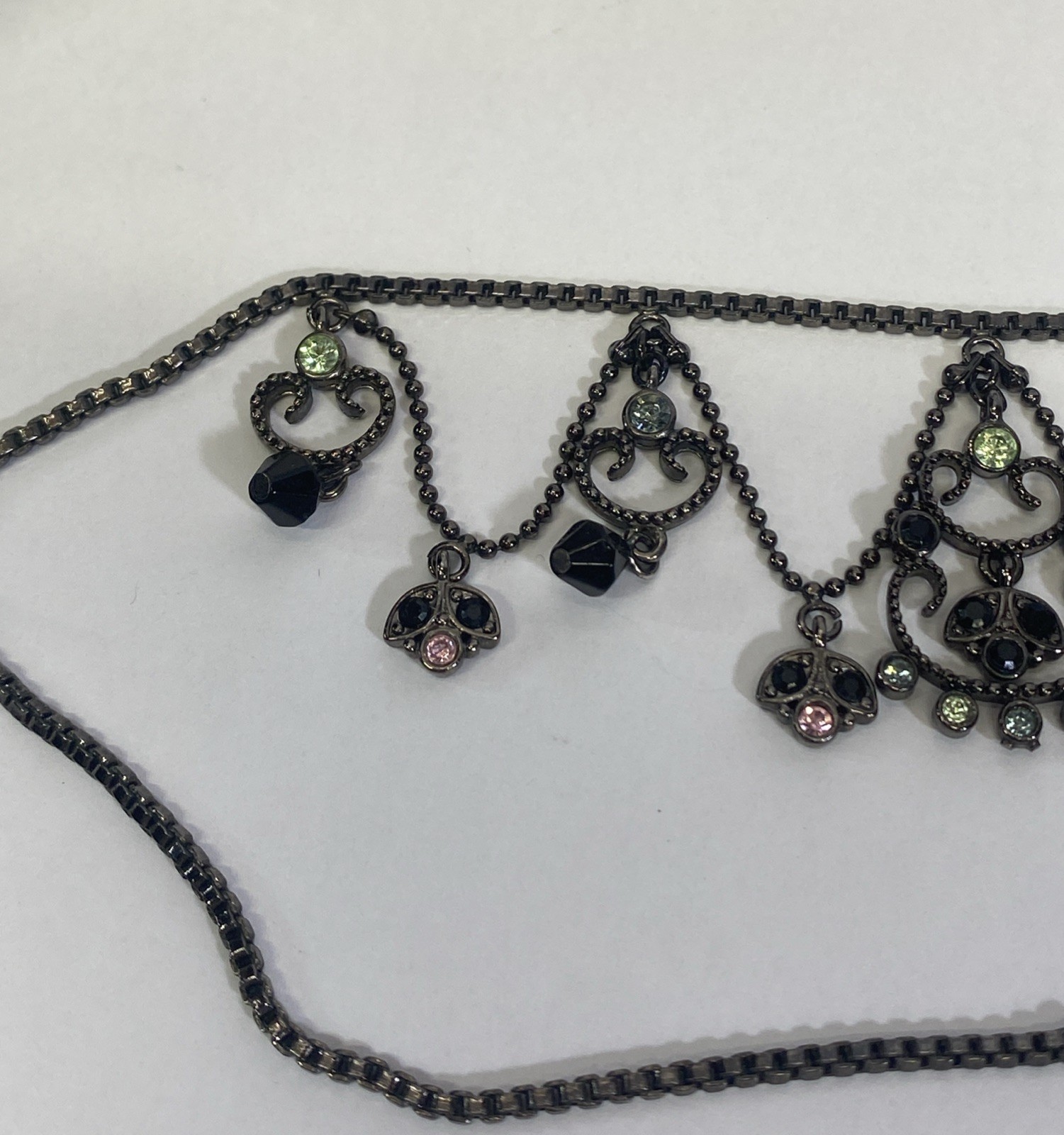 Black Multi Colored Rhinestone Bib Statement Neck… - image 15